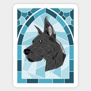 Stained Glass Blue Great Dane Sticker